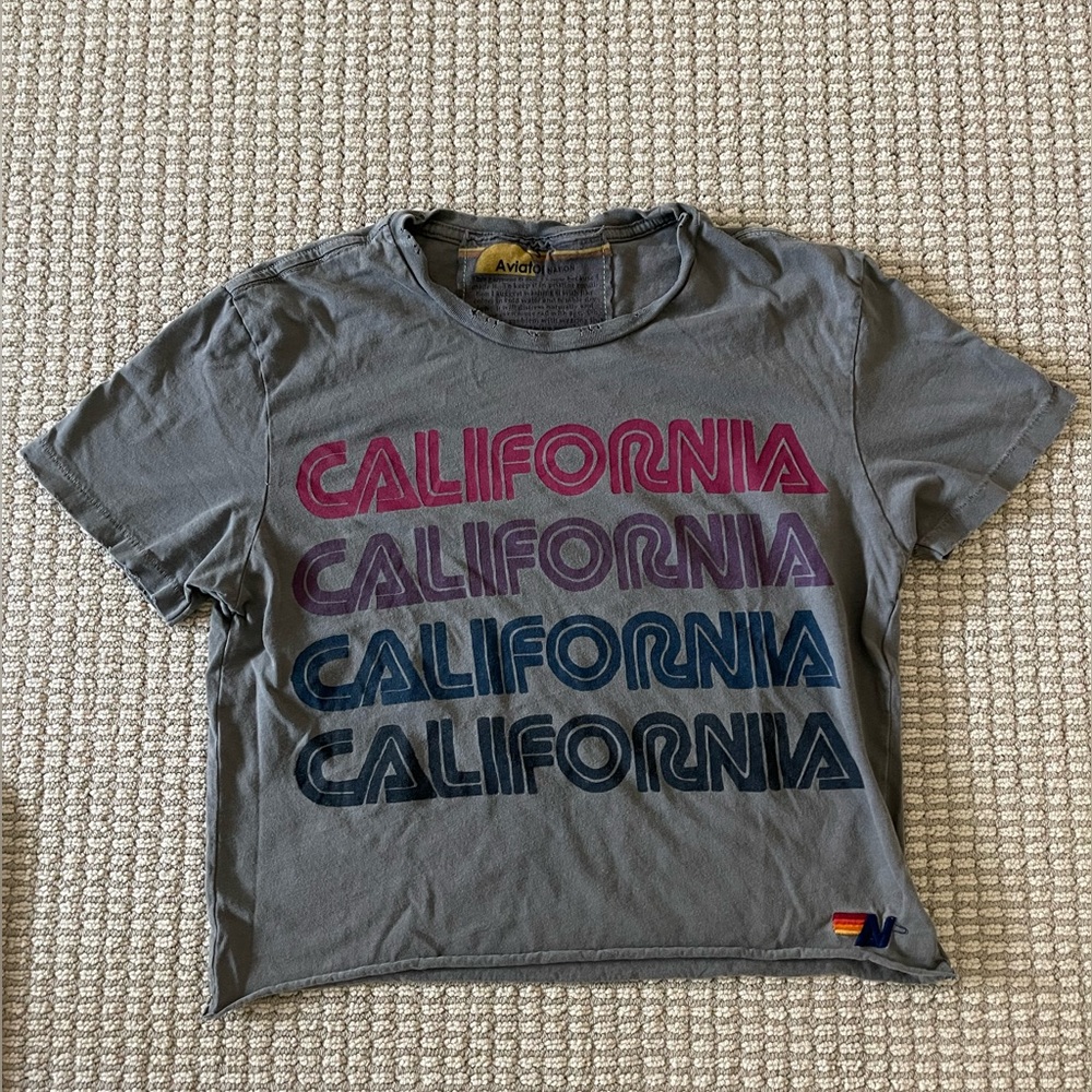 Aviator Nation Cropped CALIFORNIA T SHIRT Size S